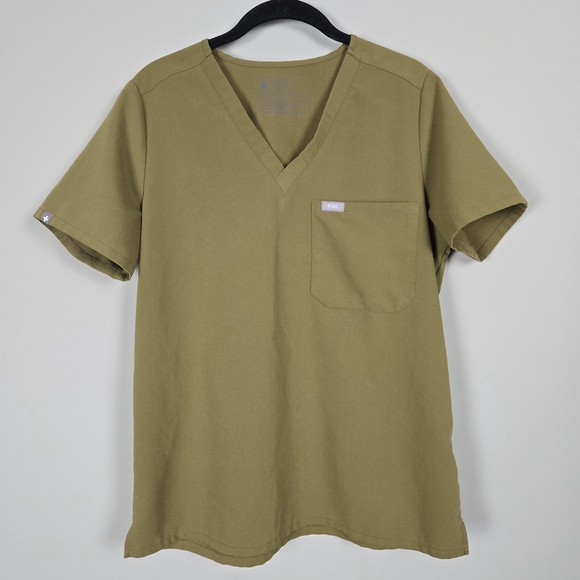 Figs Tops - Figs Womens Catarina One Pocket Scrub Top Medium Green Stretch Medical Office